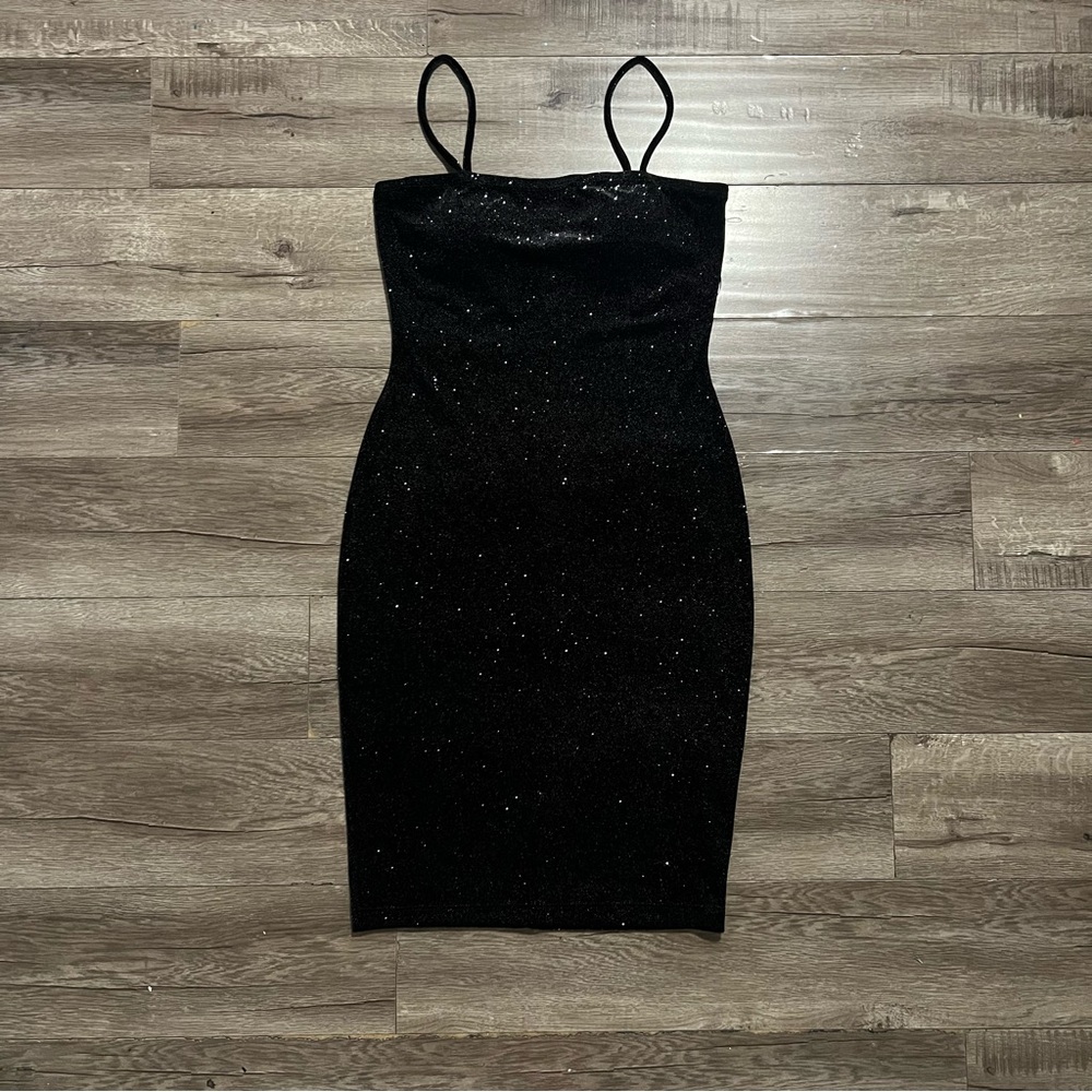 Black Sparkle Bodycon Slip Dress - Women